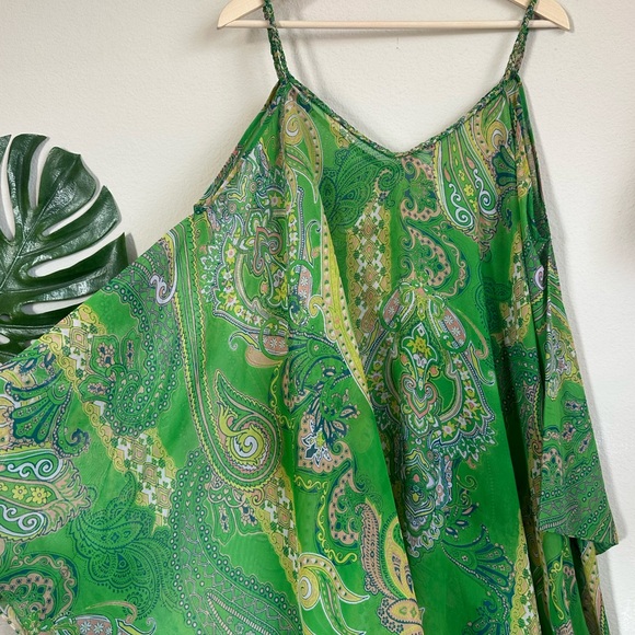 Soma Green Chiffon Scarf-Hem Cover-Up Dress - Picture 8 of 13